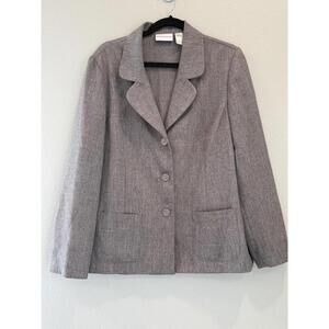 Alfred Dunner grey 3-button blazer with patch pockets, Women's 12